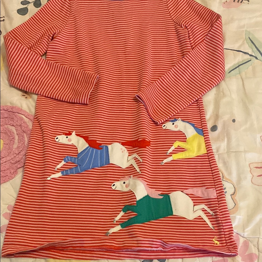 Playful Horse Print Striped Dress